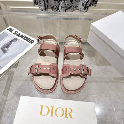 DIOR 26S BUCKLE SANDALS IN NUDE PINK CANVAS