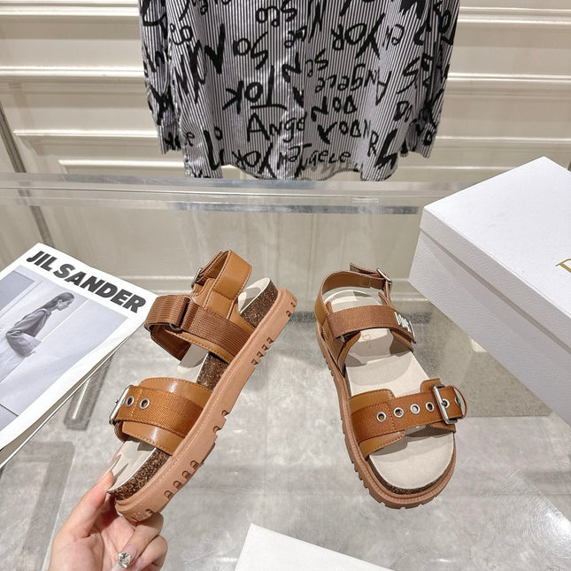 DIOR 26S BUCKLE SANDALS IN BROWN CANVAS