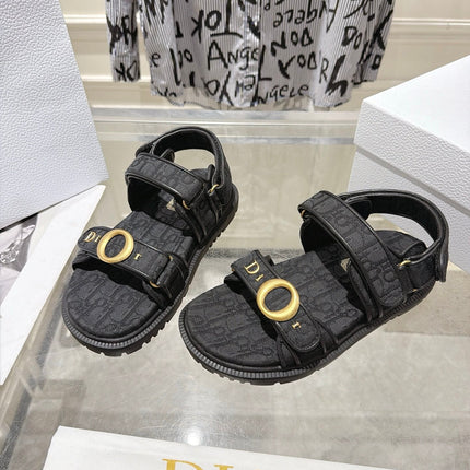 DIOR 26S VELCRO SANDALS IN BLACK OBLIQUE CANVAS
