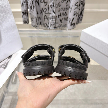DIOR 26S SANDALS IN BLACK OBLIQUE CANVAS