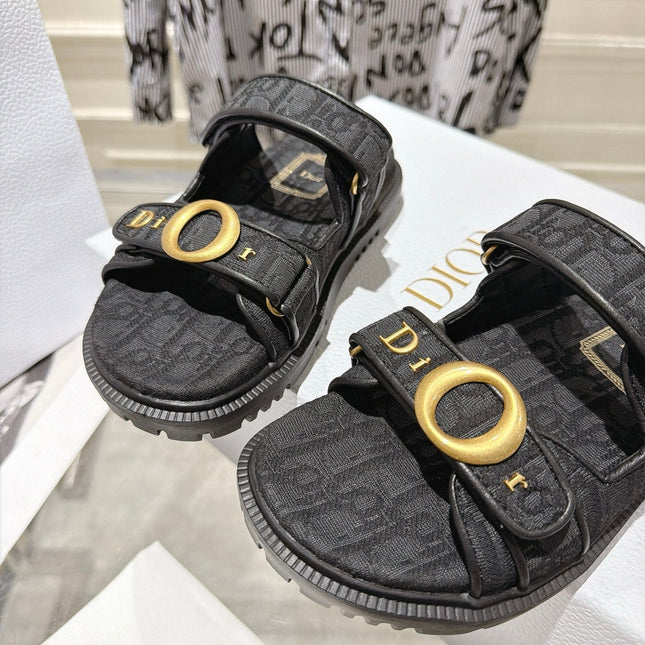 DIOR 26S SANDALS IN BLACK OBLIQUE CANVAS