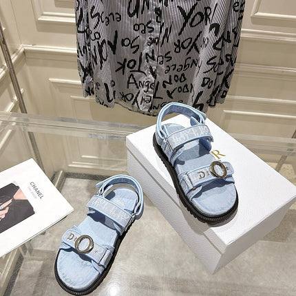 DIOR 26S VELCRO SANDALS IN LIGHT BLUE OBLIQUE CANVAS