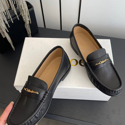 CHLOÉ 26S LOAFERS IN BLACK CALFSKIN