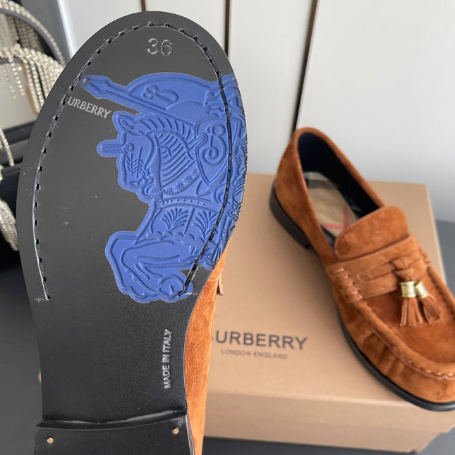 BURBERRY 26S LOAFERS IN BROWN SUEDE