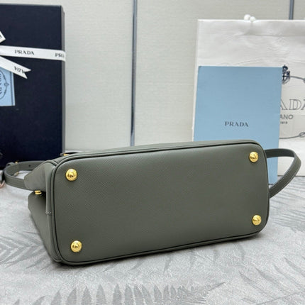 PRADA 26S GALLERIA 28 BAG IN SAGE GREEN SAFFIANO