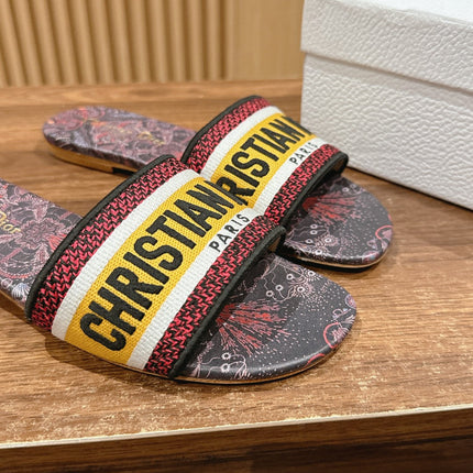 DIOR 26S SLIDE SANDALS IN MULTICOLOR TOILE PRINT LOGO