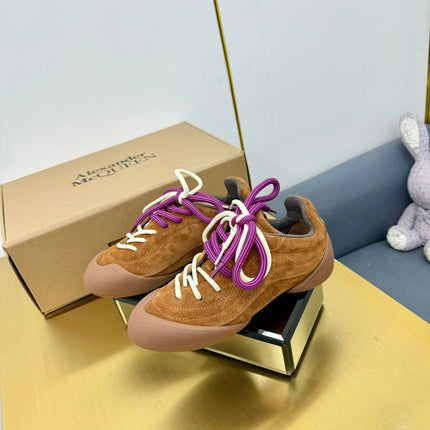 FLEXION SNEAKER IN BROWN SUEDE AND CALFSKIN TWO-TONE LACES