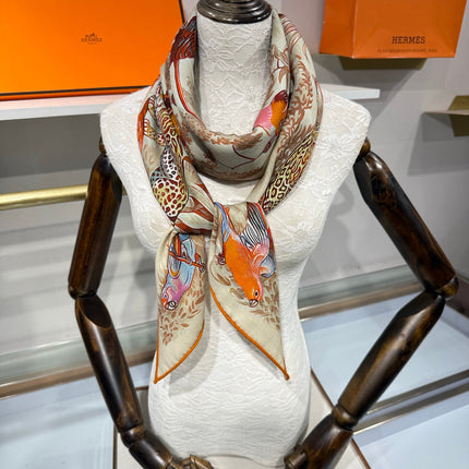 HERMES 26S SCARF 135 IN SILK AND CASHMERE 492357