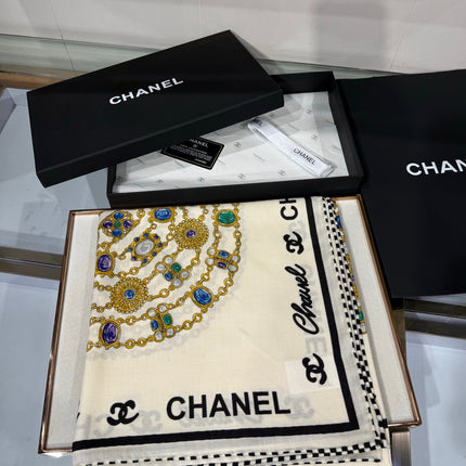 CHANEL 26S SCARF 135 IN SILK AND CASHMERE 504807