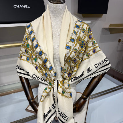 CHANEL 26S SCARF 135 IN SILK AND CASHMERE 504807
