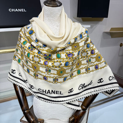 CHANEL 26S SCARF 135 IN SILK AND CASHMERE 504807