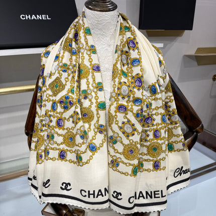 CHANEL 26S SCARF 135 IN SILK AND CASHMERE 504807