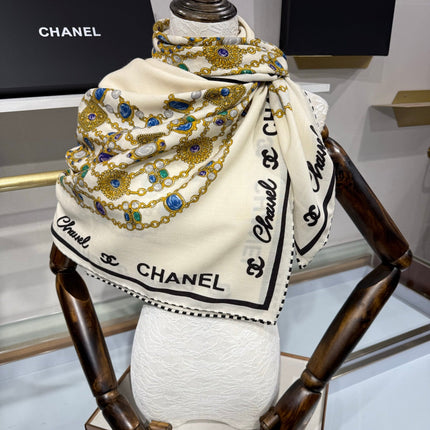 CHANEL 26S SCARF 135 IN SILK AND CASHMERE 504807