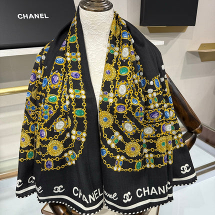CHANEL 26S SCARF 135 IN SILK AND CASHMERE 504808