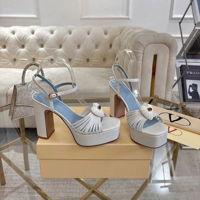 VALENTINO 26S PLATFORM SANDALS 110 MM IN CREAM WHITE CALFSKIN