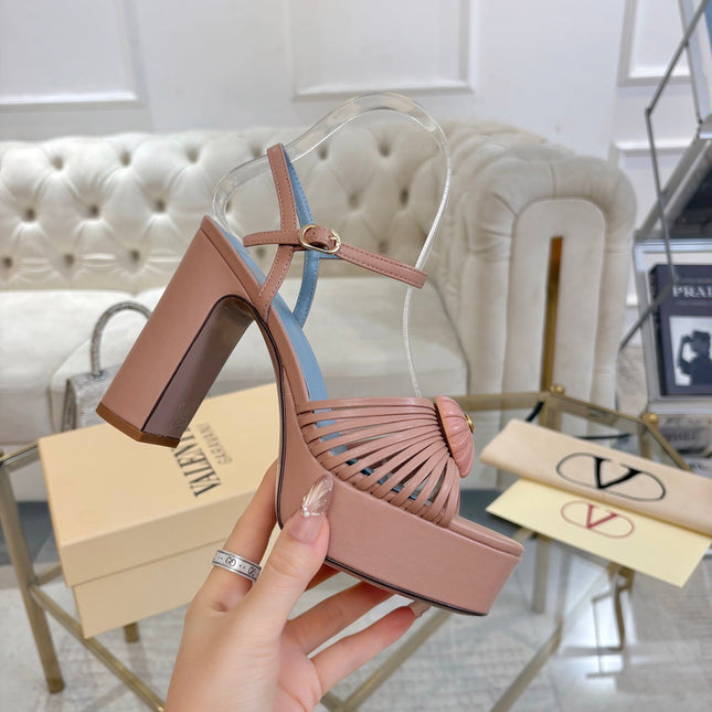 VALENTINO 26S PLATFORM SANDALS 110 MM IN NUDE PINK CALFSKIN