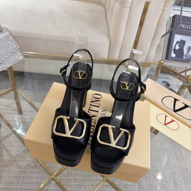 VALENTINO 26S PLATFORM SANDALS 110 MM IN BLACK CALFSKIN