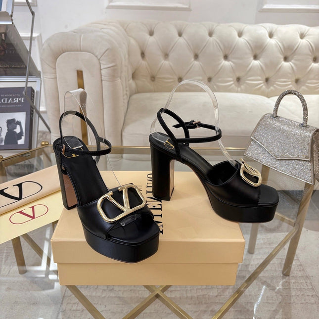 VALENTINO 26S PLATFORM SANDALS 110 MM IN BLACK CALFSKIN