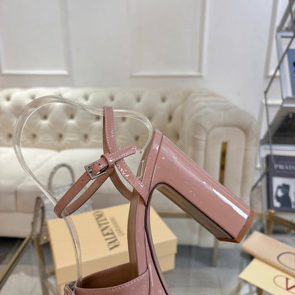 VALENTINO 26S PLATFORM SANDALS 110 MM IN NUDE GLOSSY CALFSKIN