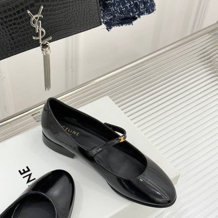 CELINE 26S MARY JANE SHOES IN BLACK LAMBSKIN
