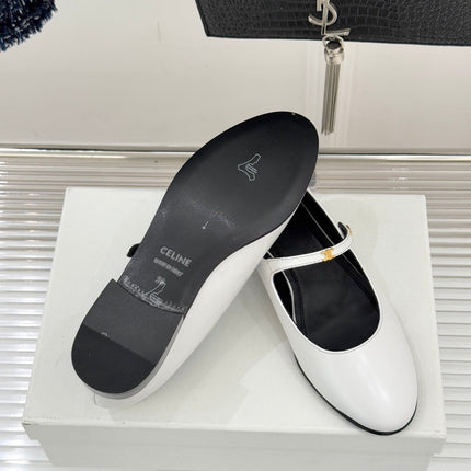 CELINE 26S MARY JANE SHOES IN WHITE LAMBSKIN