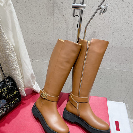 VALENTINO 25S KNEE-HIGH BOOTS IN BROWN CALFSKIN STYLE 8