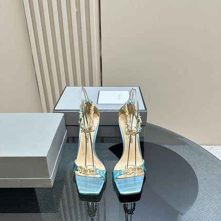 HIGH-HEELED SANDAL IN BABY BLUE CALFSKIN
