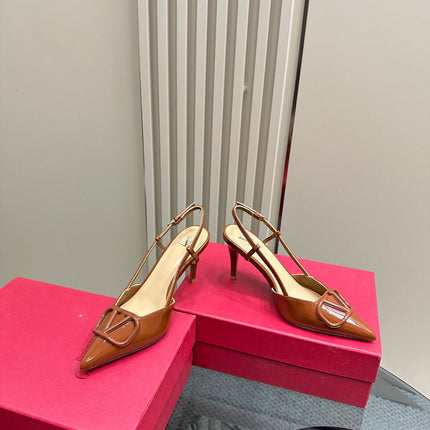 VLOGO SIGNATURE GINGER ORANGE PATENT LEATHER SLINGBACK PUMP 80MM