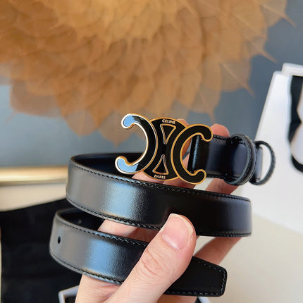 CELINE 26S BELT 25 MM IN BLACK CALFSKIN 631343