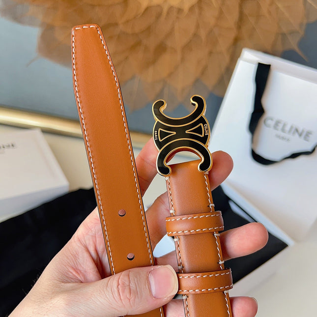 CELINE 26S BELT 25 MM IN BROWN CALFSKIN 631345