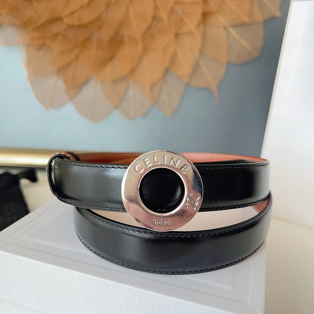 CELINE 26S BELT 25 MM IN BLACK AND BROWN CALFSKIN 636393