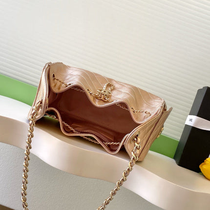 CHANEL 25S HOBO BAG 30 IN ROSE METALLIC CAVIAR