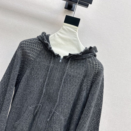 DIOR 25S HOODED KNIT CARDIGAN WITH CUTOUT DESIGN 616