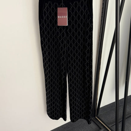 GUCCI 26S EMBELLISHED VELVET PANTS 98