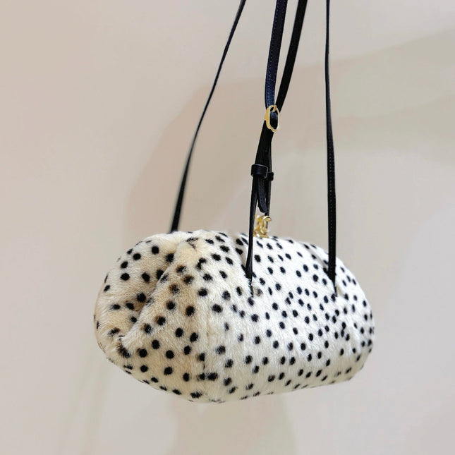 CHANEL 26S MINI BOWLING BAG 29 IN BEIGE AND BLACK FAUX FUR