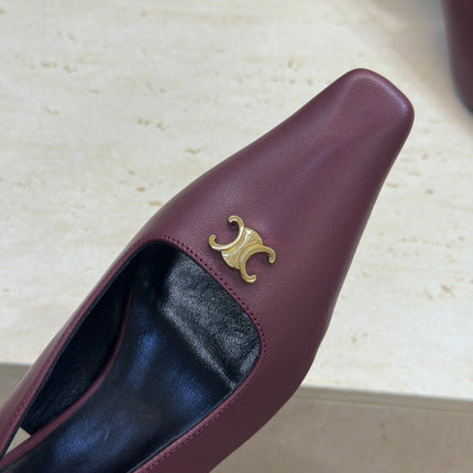 CELINE 26S SLINGBACK HEELS 65 MM IN DARK RED CALFSKIN