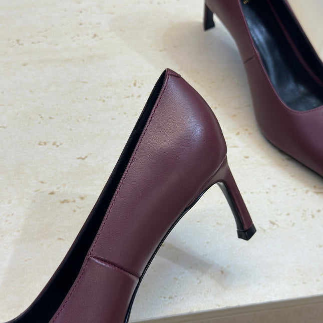 CELINE 26S HIGH HEELS 65 MM IN DARK RED CALFSKIN