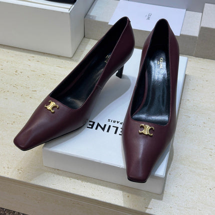 CELINE 26S HIGH HEELS 65 MM IN DARK RED CALFSKIN