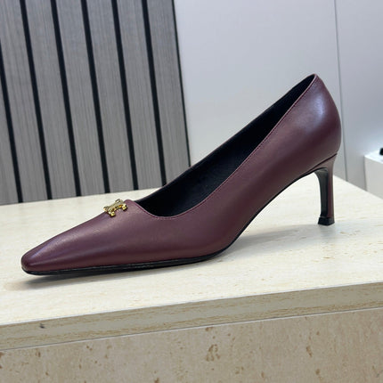 CELINE 26S HIGH HEELS 65 MM IN DARK RED CALFSKIN