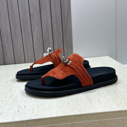 HM 26S EMPIRE SANDAL IN RUST BROWN SUEDE SILVER HARDWARE