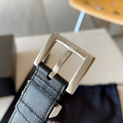YSL 25S BELT 20 MM IN BLACK CALFSKIN 588784