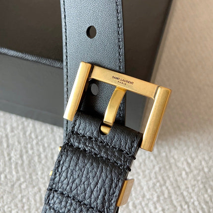 YSL 25S BELT 30 MM IN BLACK CALFSKIN 571015