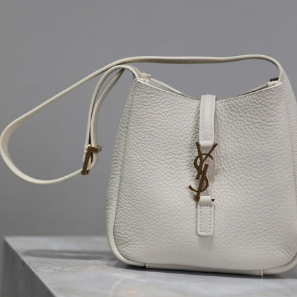 YSL 25S LE 5 À 7 BAG 16 IN BLANC VINTAGE GRAINED CALFSKIN GOLD HARDWARE