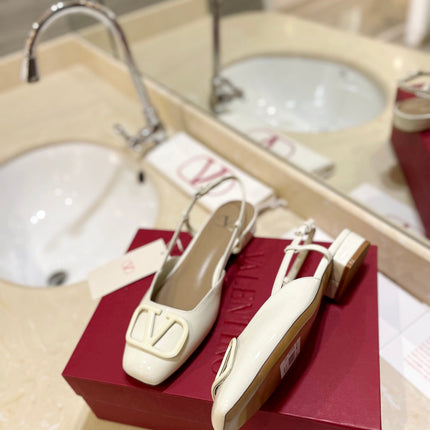 VALENTINO 26S SLINGBACK IN CREAM WHITE PATENT CALFSKIN