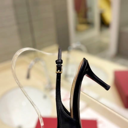 VALENTINO 26S SLINGBACK PUMPS 65 MM IN BLACK CALFSKIN