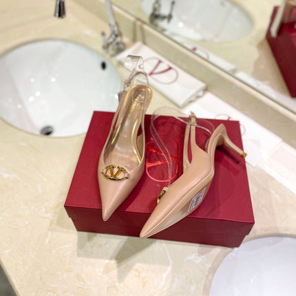 VALENTINO 26S SLINGBACK PUMPS 65 MM IN NUDE CALFSKIN