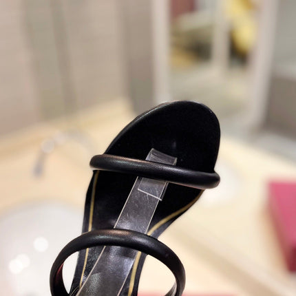 VALENTINO 26S STRAPPY HEEL SANDALS 100 MM IN BLACK CALFSKIN