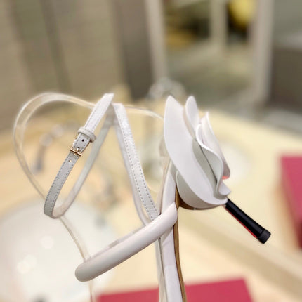 VALENTINO 26S STRAPPY HEEL SANDALS 100 MM IN WHITE CALFSKIN