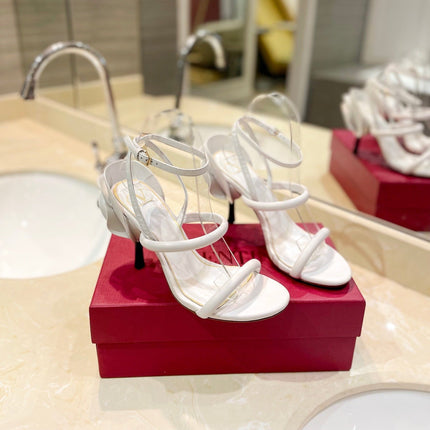 VALENTINO 26S STRAPPY HEEL SANDALS 100 MM IN WHITE CALFSKIN