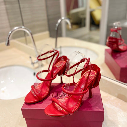 VALENTINO 26S STRAPPY HEEL SANDALS 100 MM IN RED CALFSKIN